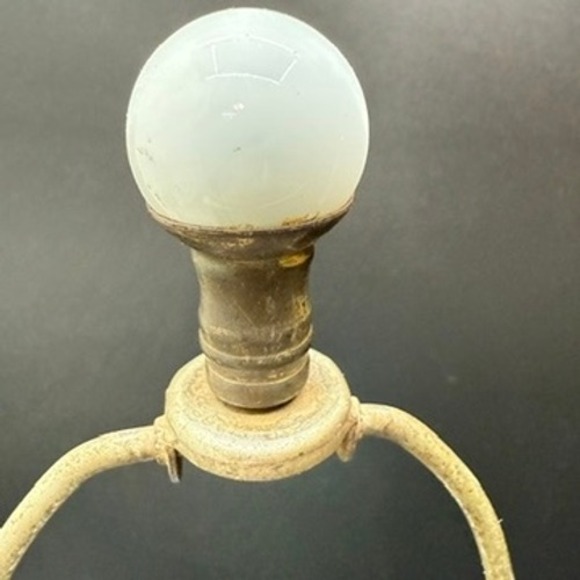 Vintage Opaline Glass Lamp Embossed Floral Egg Shaped Bedside Table 50s READ - Picture 11 of 16